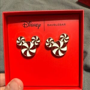 Baublebar Disney Christmas Peppermint Mickey Shaped Stud Earrings